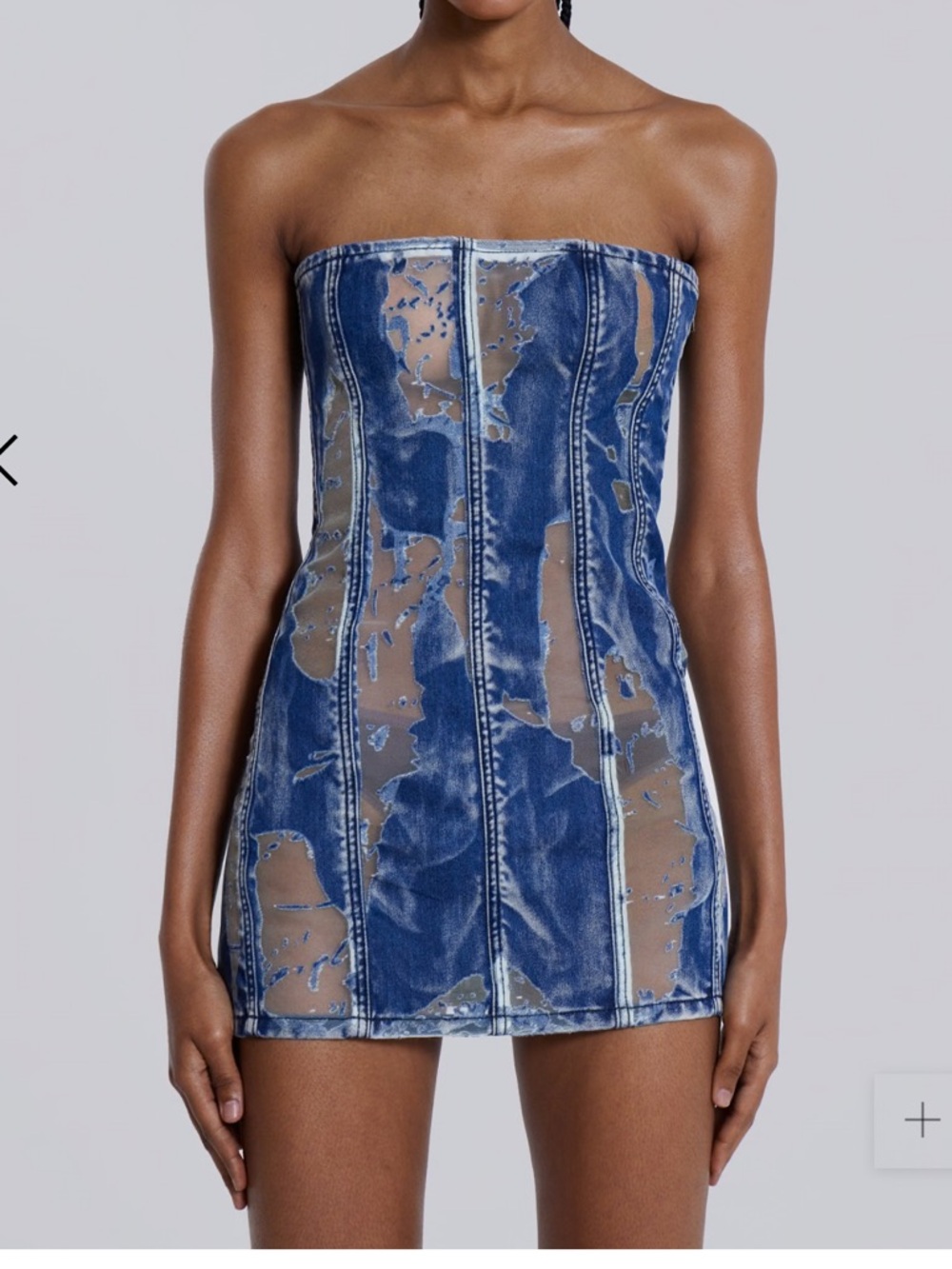 Jaded London Zion Denim Corset Mini Dress Blue White 2
